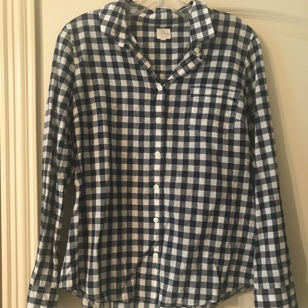 Navy blue gingham button down